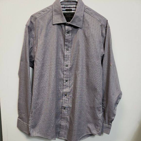 Joseph Jos. A. Bank Men's Travelers Reserve Checkered Button Up Size M brown gra - Picture 1 of 7